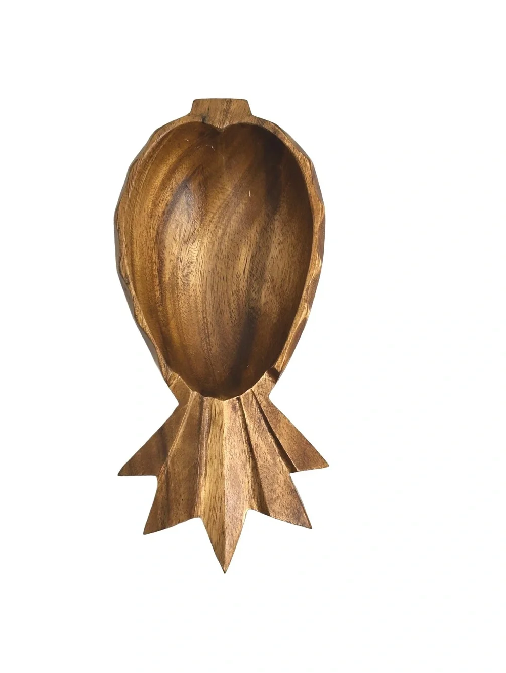 Hand Carved Pineapple Shaped Wooden Serving Bowl